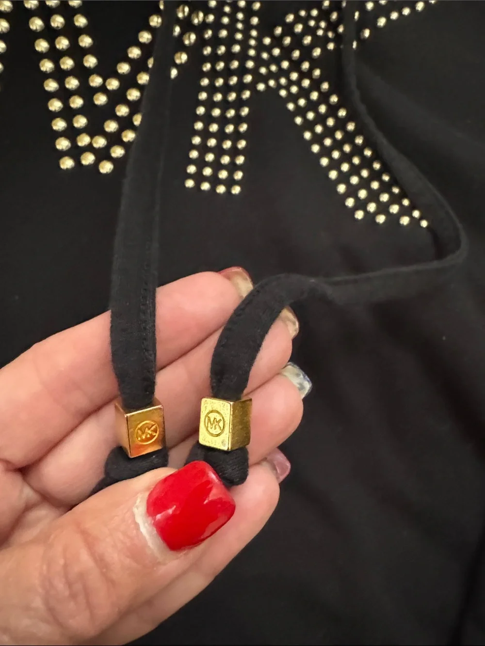 Michael Kors Black Hoodie with Gold Studded MK Logo